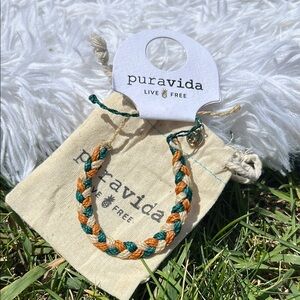 🩶5/$30 Pura Vida Wide Braided Bracelet Dark Green, Dark Orange, and White New!